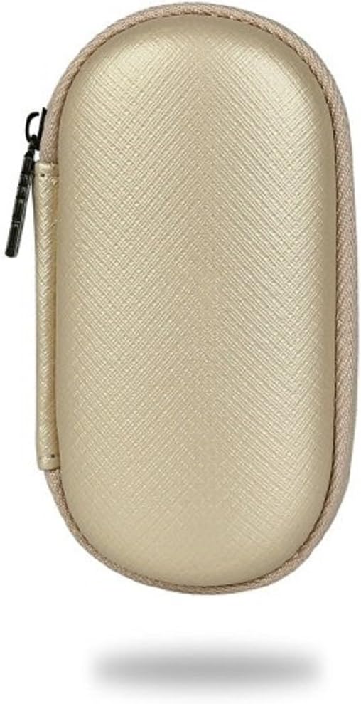 Headphone Eva Hard Case, Storage Bag for Earphone, Headphone, iPod, MP3/MP4 Bluetooth (Oval, Gold)