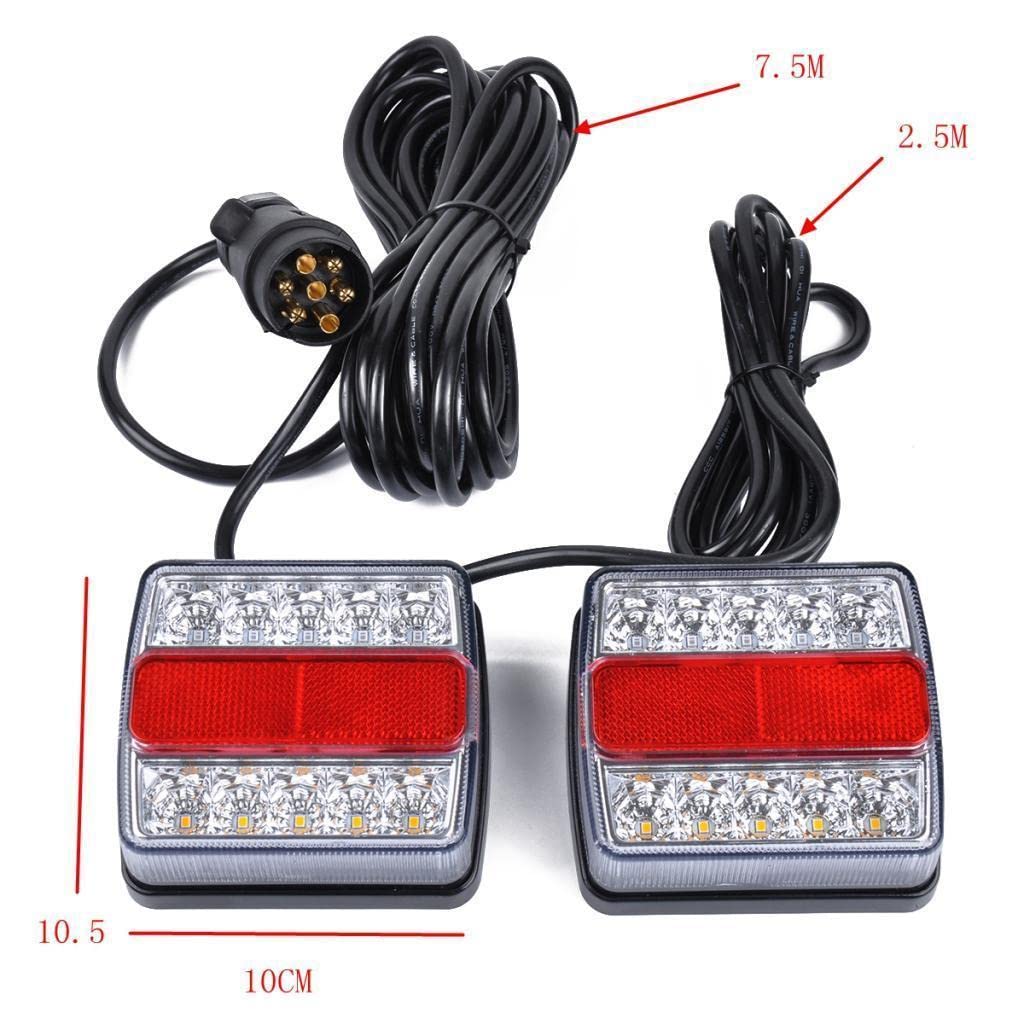 1 Kit LED Feux Remorque Frein Clignotant Étanche Visibilité Maximale Installation Adaptée à Utilitaire Camion Bus, Rouge + Blanc