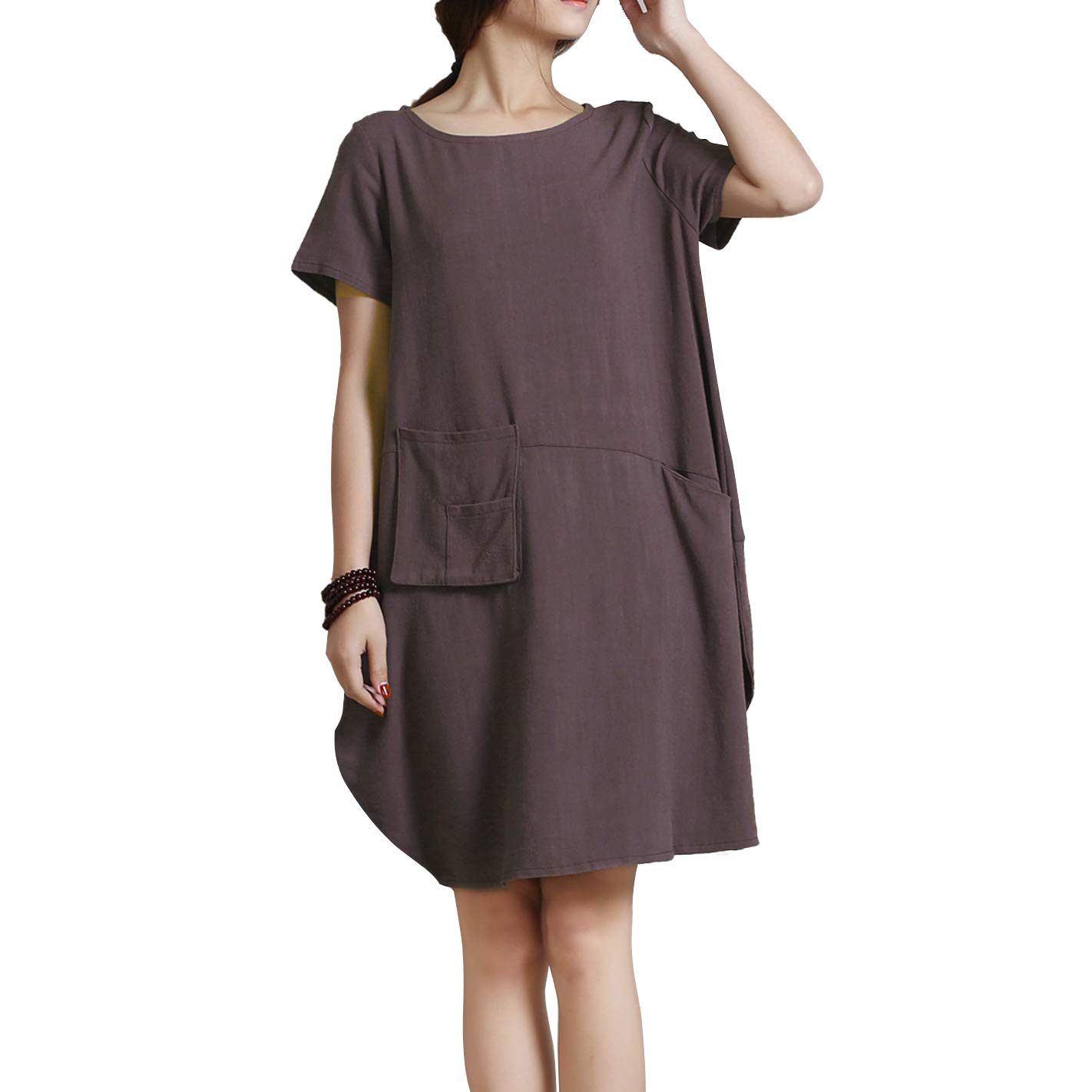 Soft Lantern Loose Cotton Summer Dress Plus Size Clothing Lithesome Version 0.7 lbs Y4