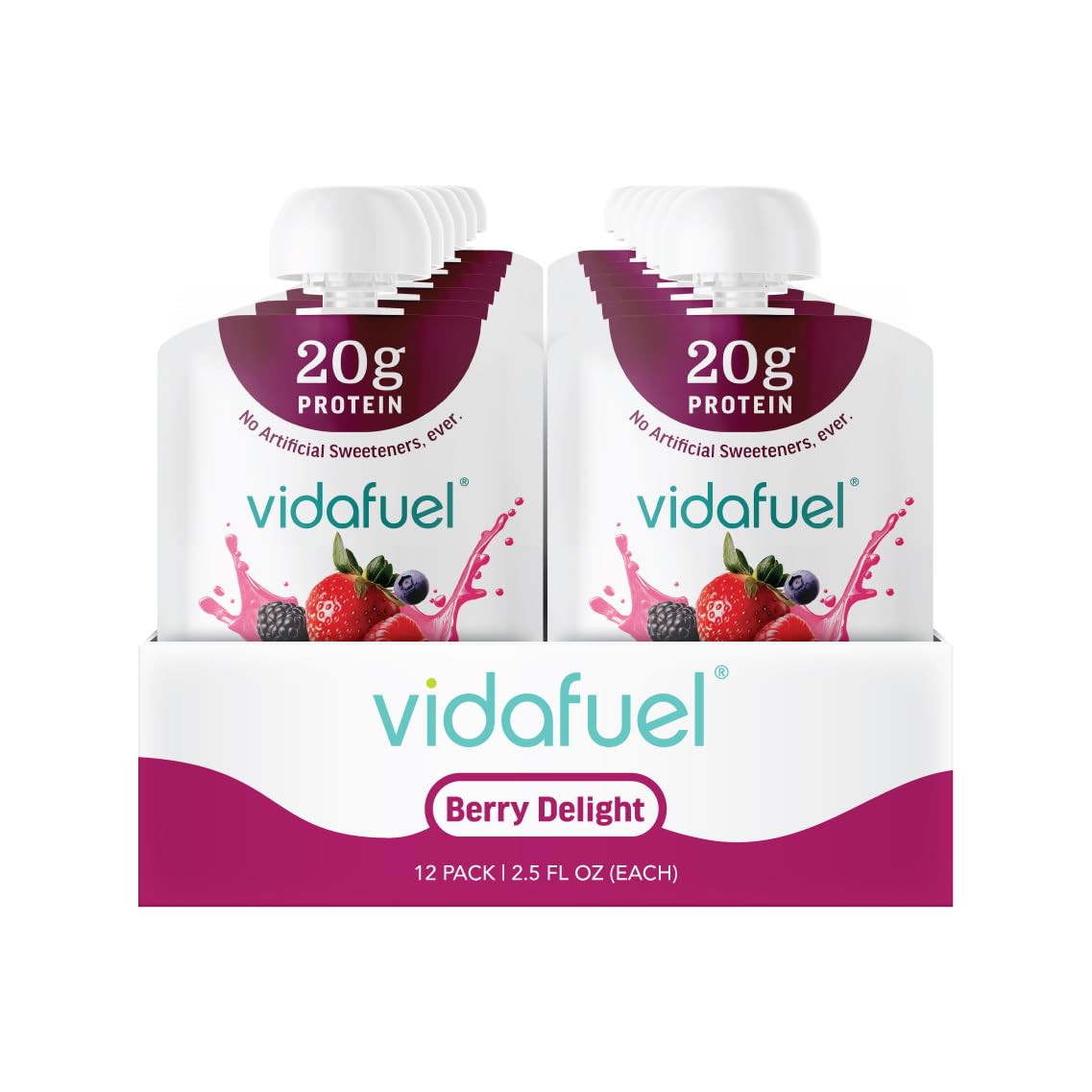 VIDAFUEL Wellness Protein Shot, Berry Delight, 20g Protein, 12 Pk