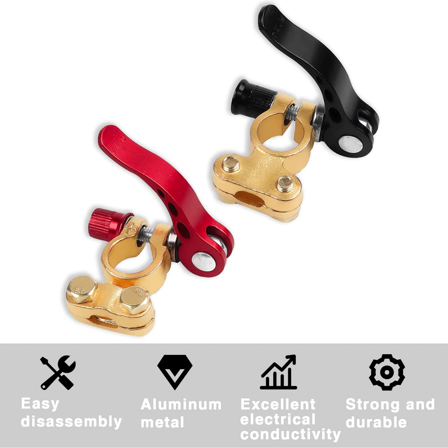 1 Paire Laiton Pinces De La Batterie Serrage Voiture Négatif Positif Pôle Connec - Foto 8