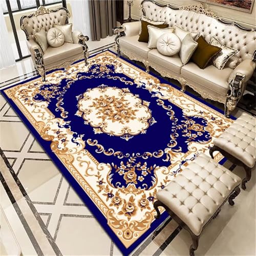 WBDYMX Alfombra Bebe Habitacion alfombras Oficina 120x160CM Decoraciones para Habitaciones BLU Floral Vintage Beige Bebé Entrada
