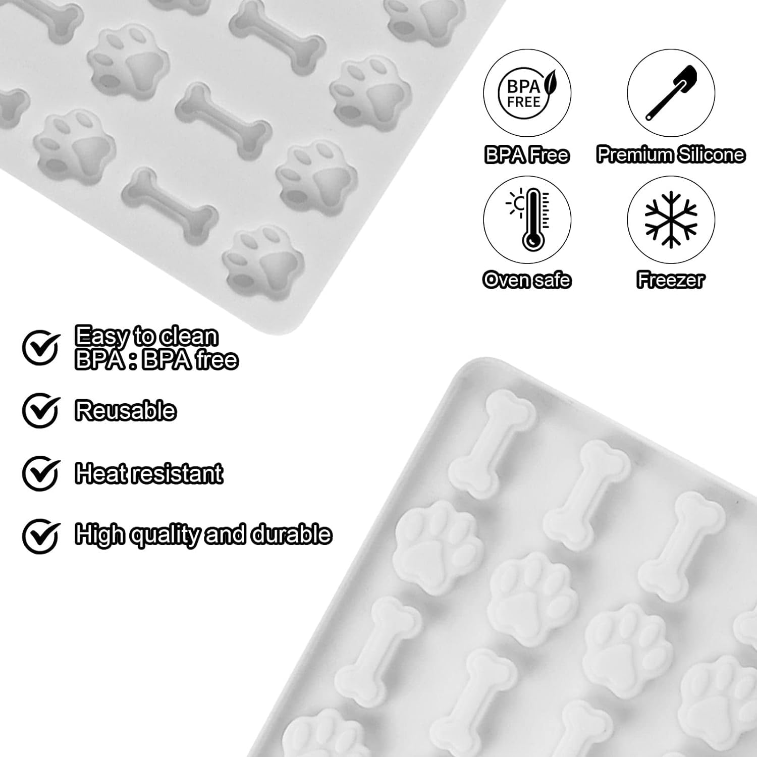 2 Moules En Silicone Pour Biscuits Chien/Chien – 30 Cavités En Forme De Bâtonnets – Pour Chocolats, Friandises Maison – Alimentaire Et Réutilisable