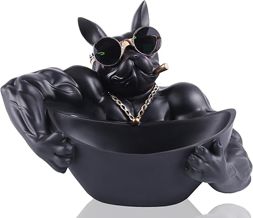 Miniatura 1 de Estatua multifuncional de resina para decoración y almacenamiento del hogar moderno, estatua de perro con cuenco para llaves de caramelo y