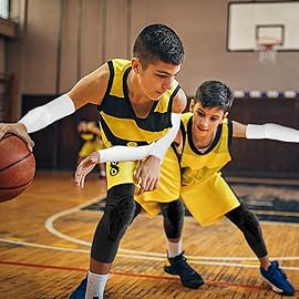AceList Kids/Youth 5-15 Years Sports honeycomb Compression Knee Pad Elbow Pads Guards Protective Gear for Basketball, Baseball, Football, Volleyball, Wrestling, Cycling (White)