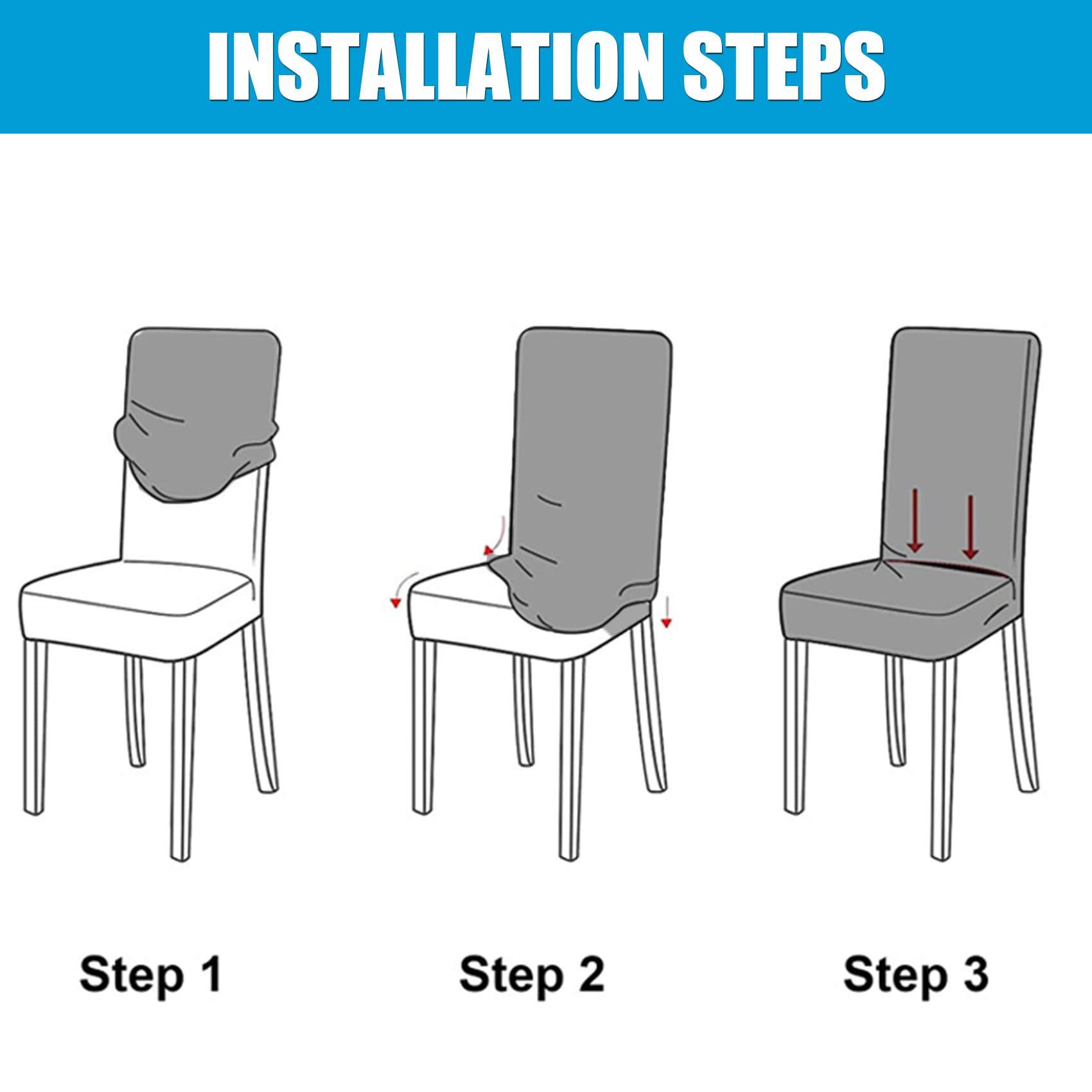 Set di 4 coprisedie elastici per sedie da pranzo, universali