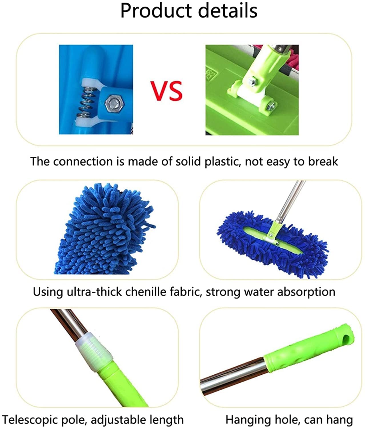 Speed Mop mopa húmeda y seca, retráctil y colgante, para limpiar suelos, coches y superficies de vidrio, herramienta de limpieza versátil