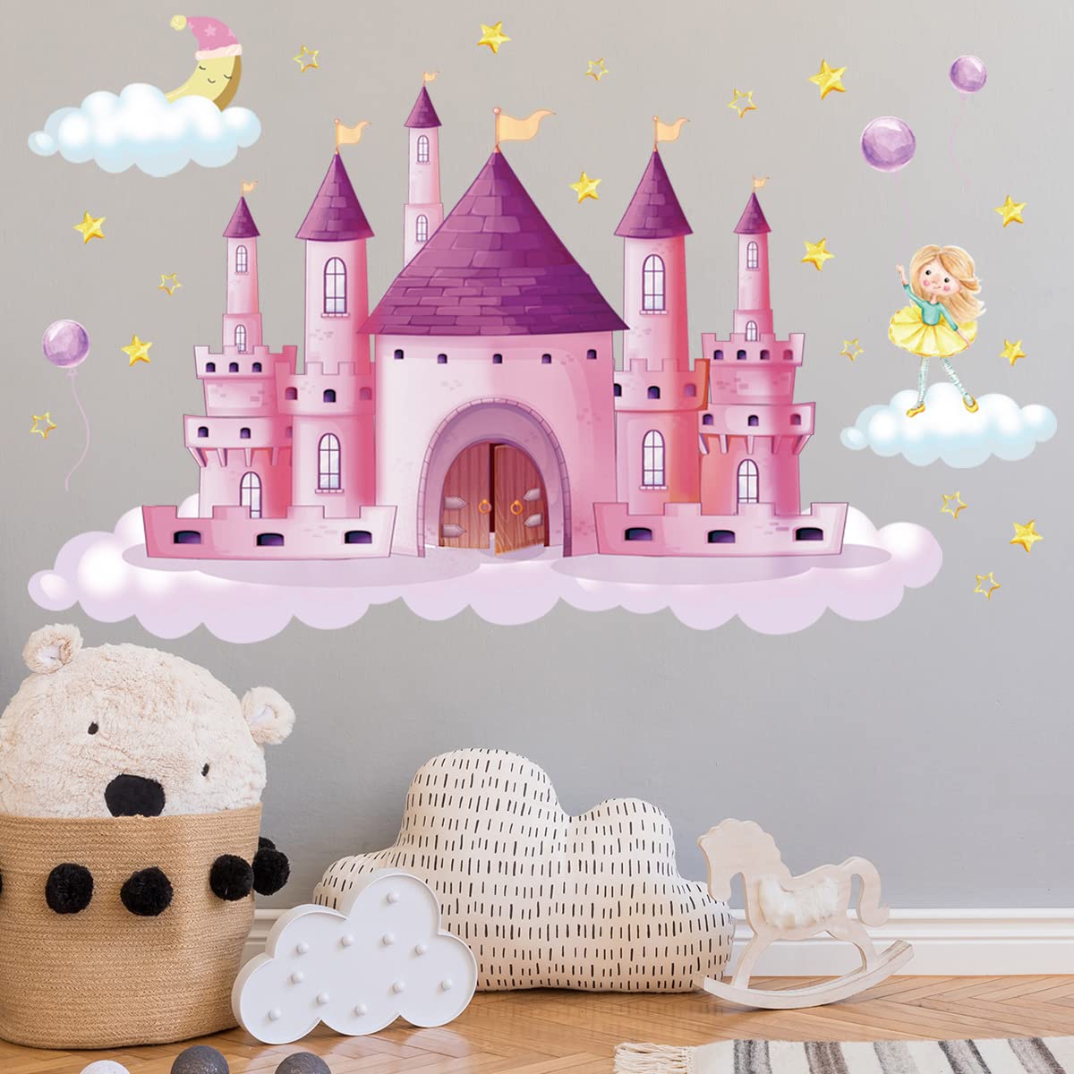Autocollant Muraux Château Princesse Arc-en-Ciel - Déco Chambre Enfants - 7