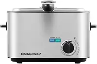 Elite Gourmet EDF116 Elétrico 1,2 Qt. / Fritadeira de óleo de 4,8 chávenas, temperatura ajustável, cesta removível, tampa com botão de toque frio, aço inoxidável