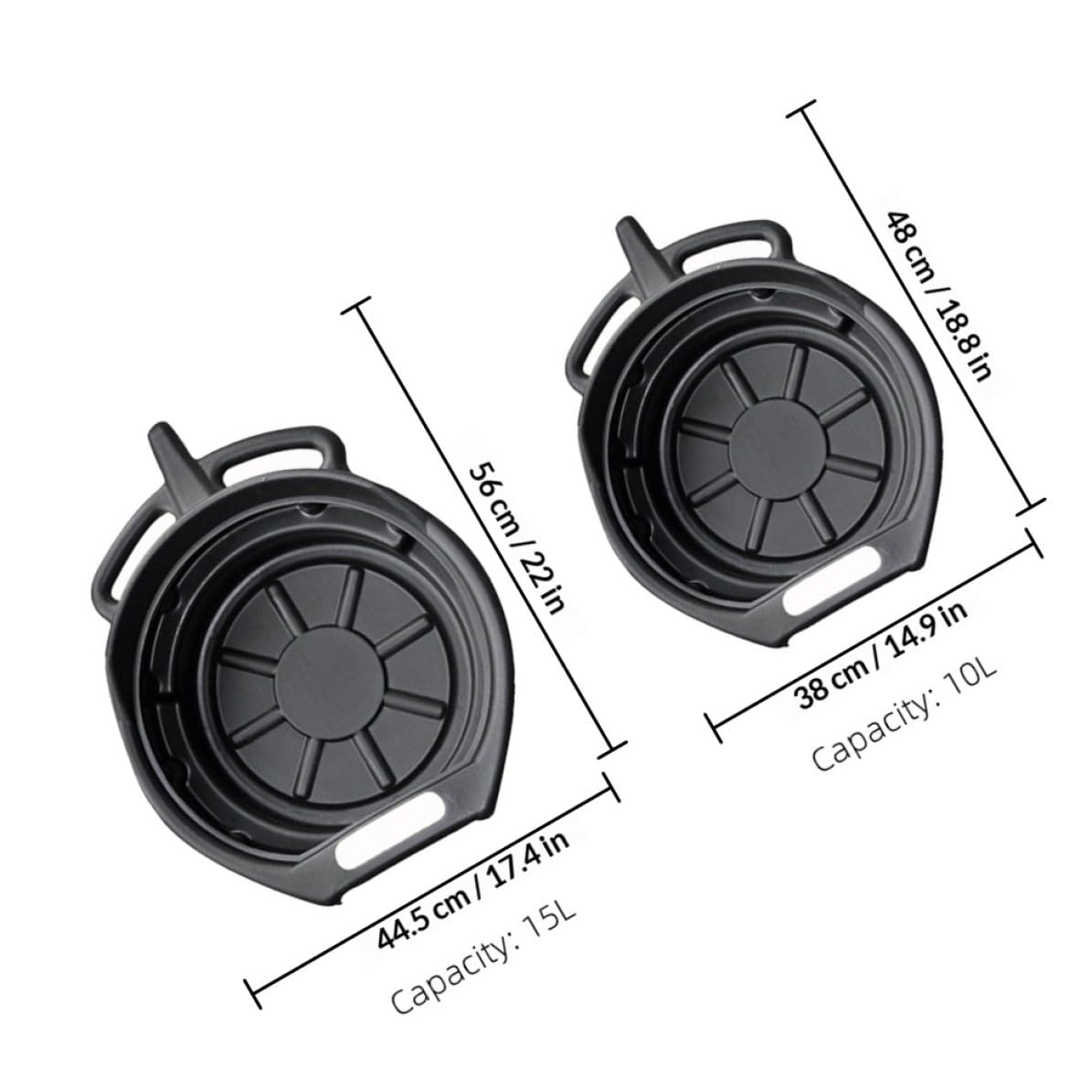 Bandejas Recogedoras de Aceite Motor Material PE Resistente de 10l y 15l Fácil de Limpiar Juego de 2 para Coches y Mantenimiento Automotriz