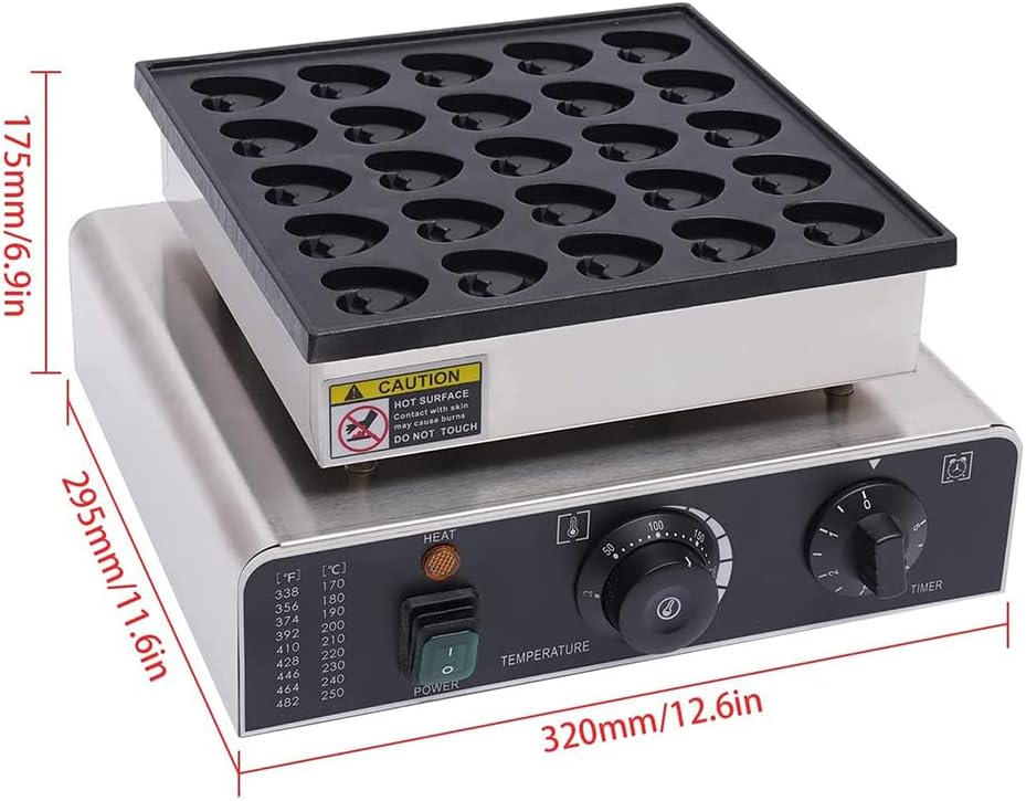 Mini Muffin Machine 25 Holes Heart Shaped Waffle Maker 850W Commercial Waffle Maker Baker Machine, Stainless Steel Pancakes Making Baking Machine, for Breakfast Lunch Snacks