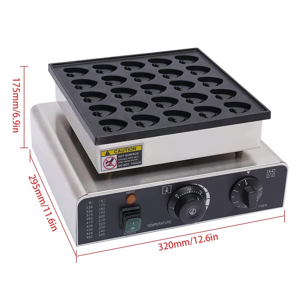 Mini Muffin Maschine 25 Löcher Herzförmige Waffeleisen 850W Kommerziellen Waffeleisen Backmaschine, Edelstahl Pfannkuchen Machen Backmaschine, für Frühstück Mittagessen Snacks