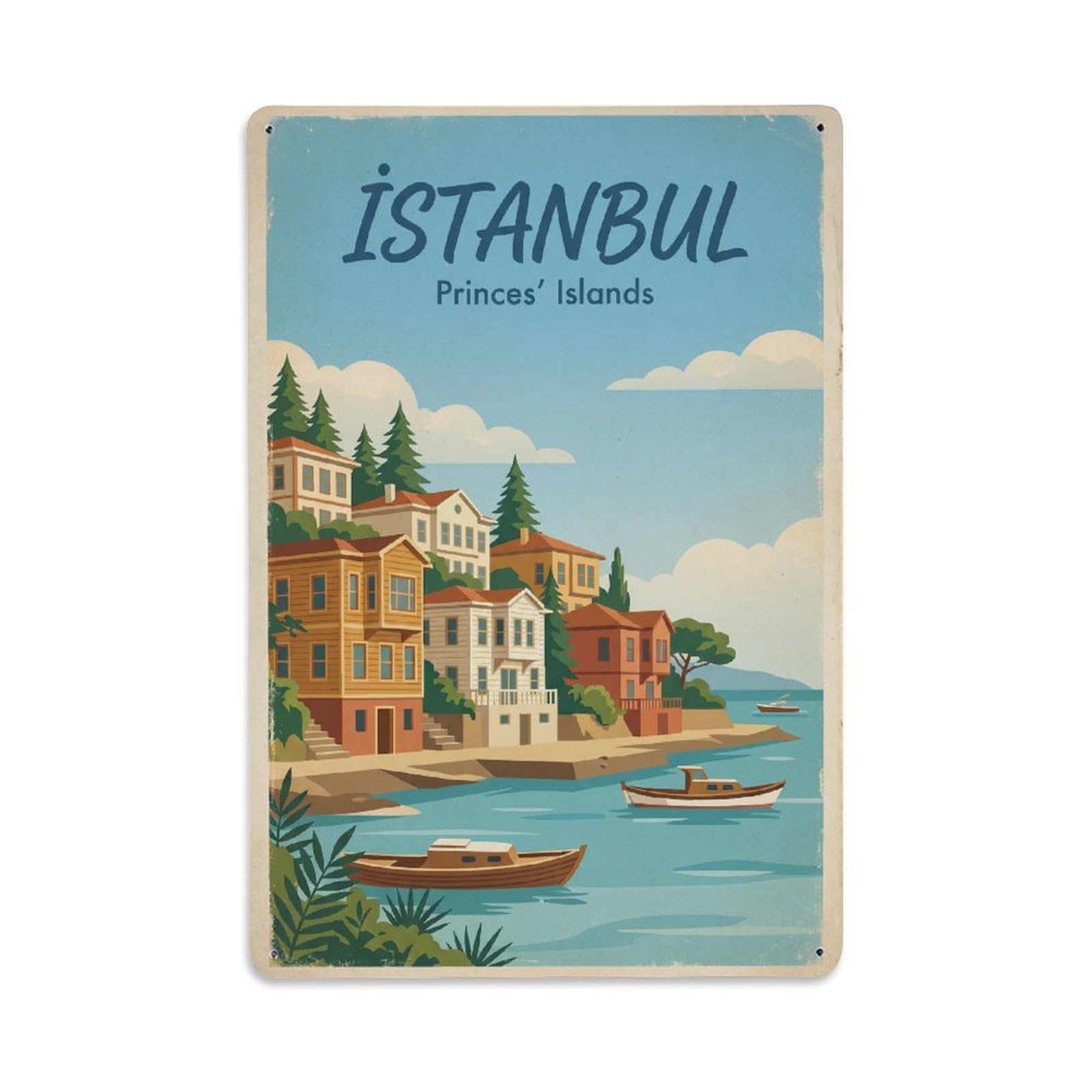 Gead 8X12inch Style Vintage Travel Istanbul Princes Islands Escape Metal Tin Sign