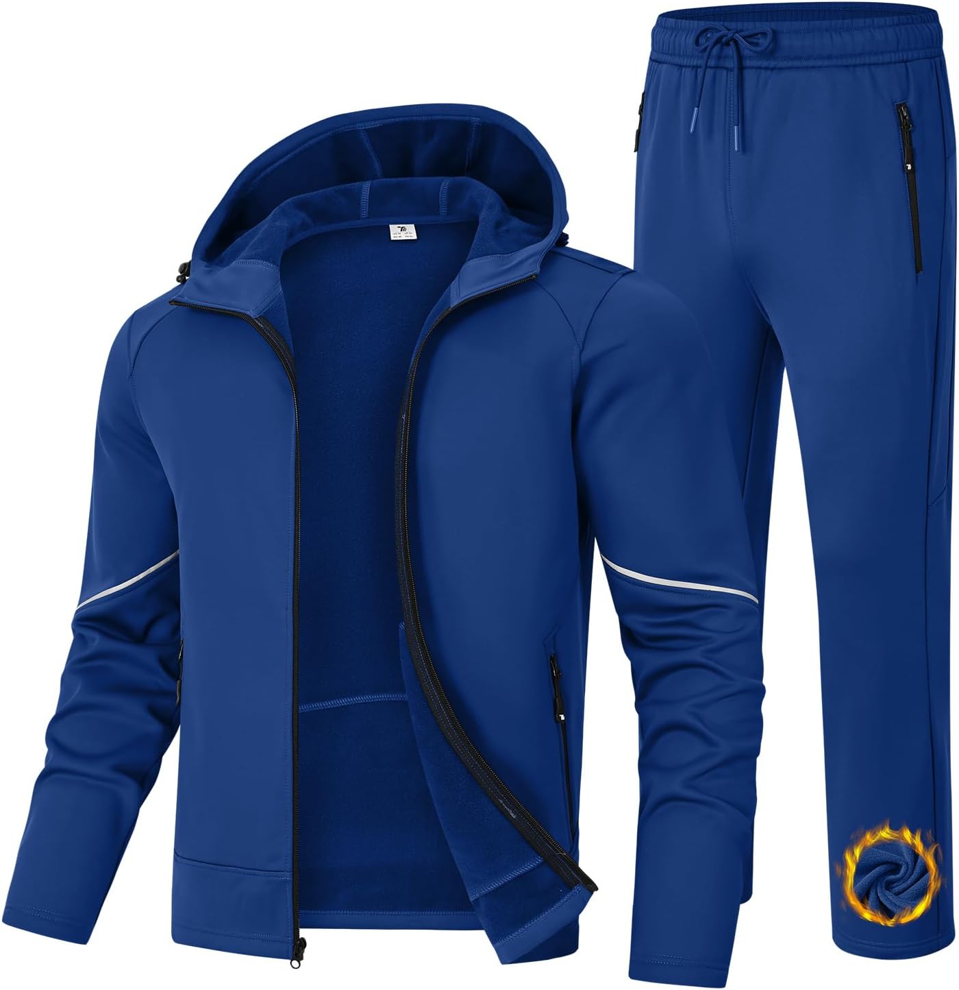 BGOWATU Men's Fleece Lined Tracksuits Set Jacket Hoodie Sweatsuit Running Sport Pants Outfits for Men with Zipper Pockets
