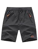 TBMPOY Men's Hiking Shorts Quick Dry Athletic Gym Workout Short with Zipper Pockets 7 Inch Small A1-grey