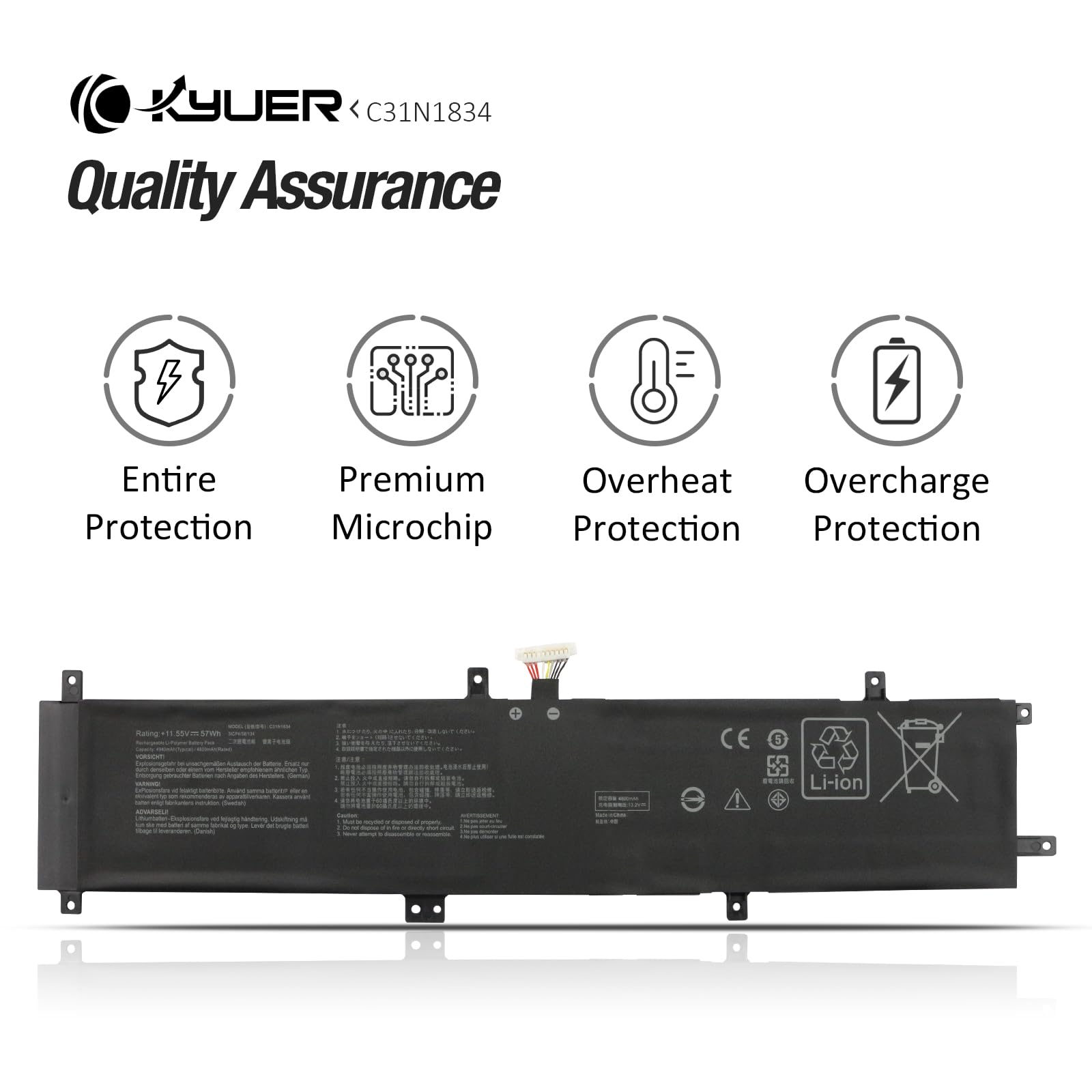 K KYUER 57WH C31N1834 Laptop Batería para Asus ProArt StudioBook Pro 17 W700 H700 H700GV W700GV W700G1T W700G2T W700G3T W700G3P Series W700G3T-AV093R W700G3T-AV027R AV090R W700G1T-AV046R H700GV-AV023R