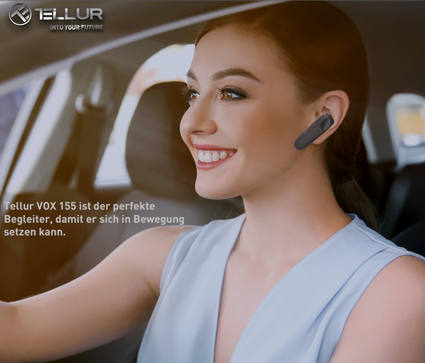 TELLUR VOX 155 Headset Bluetooth Handy, Headset für Handys USB-C, Multipoint-Zwei verbundene Geräte gleichzeitig, 360° Drehung des rechten oder linken Ohrs, IOS, Android und Computer