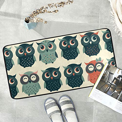 Naanle Animal Owl Anti Fatigue Kitchen Floor Mat, Owl Non Slip Absorbent Comfort Standing Mat Kitchen Runner Rug for Hallway Entryway Bathroom Living Room Bedroom 39 x 20 Inches