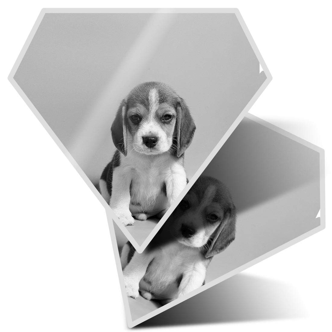 2 x Diamond Stickers 7.5 cm BW - Adorable Beagle Hound Puppy Fun Decals for Laptops,Tablets,Luggage,Scrap Booking,Fridges, #35246
