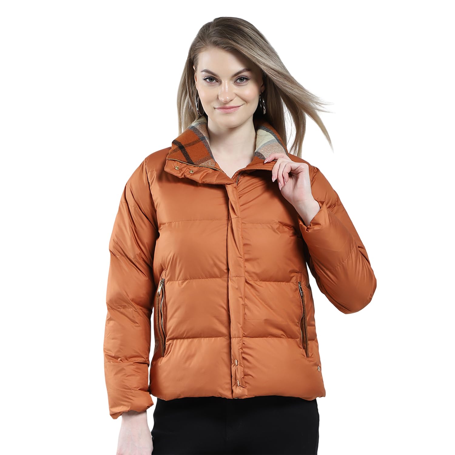 monte carlo Women Regular Fit Solid Puffer Jacket | Full Sleeve | Zipper Closure | Mock Neck Winter Jacket For Women's-picture-39