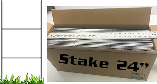 Paquete de 10 carteles para patio, 10 estacas de alambre de 24 pulgadas, calibre 9, galvanizado, doble marco en H, 24 pulgadas de alto, soporte de