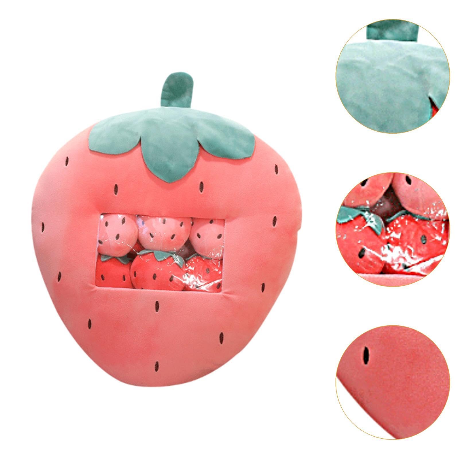 Plüschpuppenkissen, Stofftier, Kinderzimmerdeko mit Kleiner Puppe, Snack Plüschkissen, Lebensmittelspielzeug für Kinder, Erwachsene Und Jugendliche, G, Erdbeere