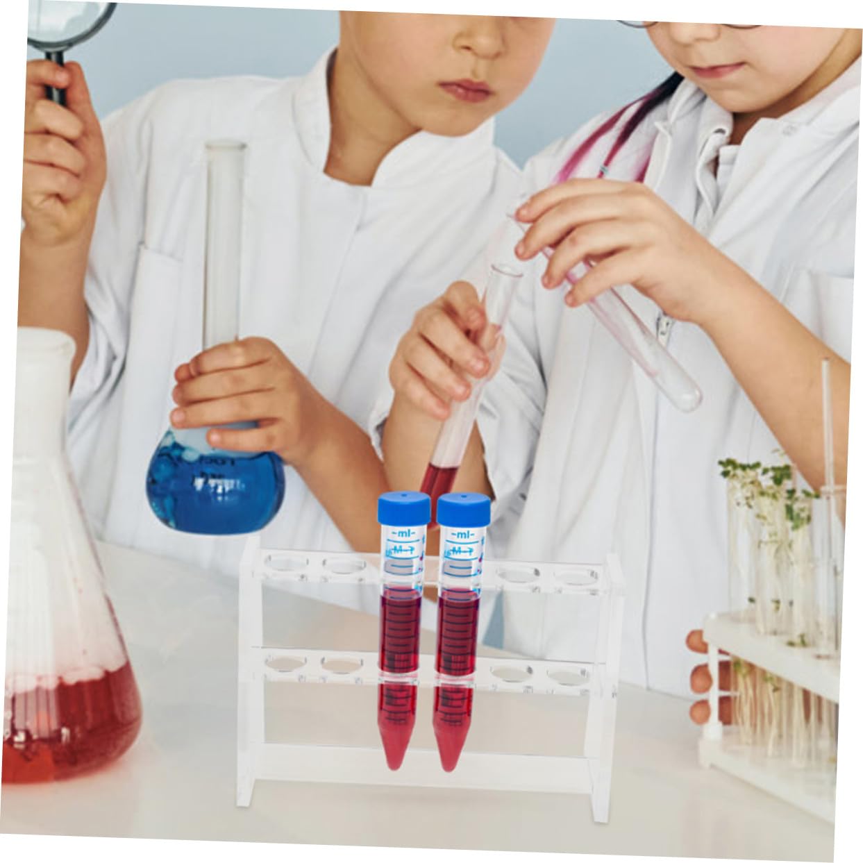 ABOOFAN 8 Pezzi Supporto per Provette Trasparente con Porta Provette per Laboratorio Facile da Pulire e Stabile per Esperimenti Chimica e Biologia