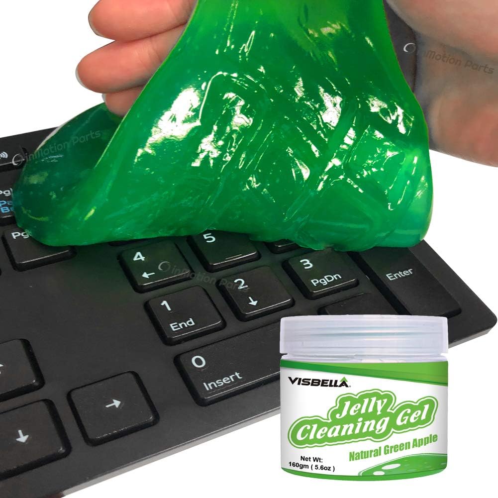 Visbella Jelly Cleaning Putty Magic Gel Slime Remove Dust, Dirt, Hair, Crumbs for Car Interior Home Office Electronics PC Laptop Keyboard Air Vent Instrument (Green Apple)