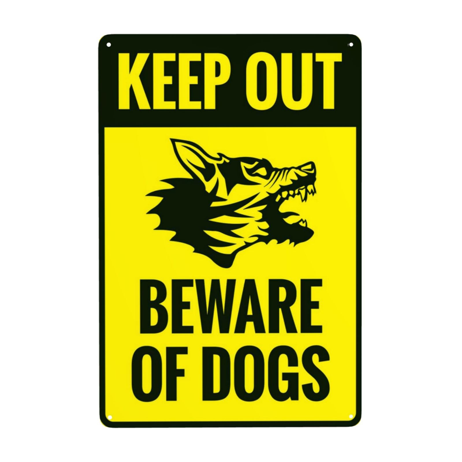 Keep Out, Beware Of Dogs Vintage Metal Property Safety Sign 12x8 Inch