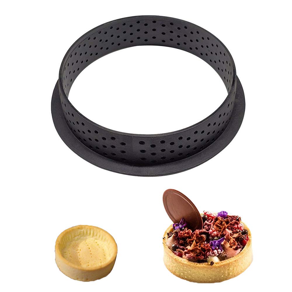 8Pcs Round Cake Ring, 8x8cm Perforated Baking Tart Rings, Plastic Round Cake Cutter Mousse Cake Mold for Making Bread Biscuit - Image 9