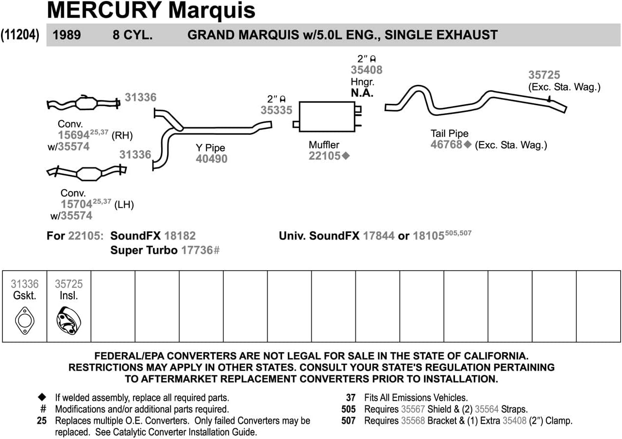 Walker 40490 Exhaust Y Pipe 2" Outlet (OD) for Chevrolet Corvette