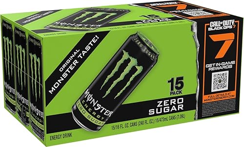 Miniatura 2 de Monster Energy Zero Sugar verde original bebida energética baja en calorías 16 onzas paquete de 15
