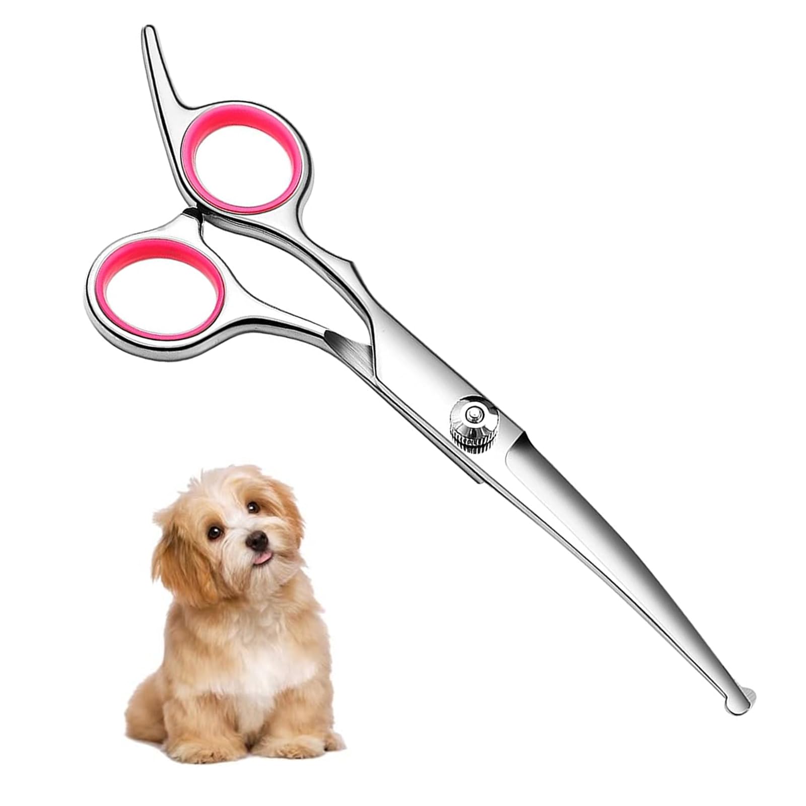 MisFun 1 Piezas Tijeras para Perros, Juego de Tijeras de Aseo para Mascotas, Tijeras Pelo Perro Profesional Gato Perro Aseo Tijeras Entresacar para Mascotas, Perros Recortando el Pelo (Rosa)