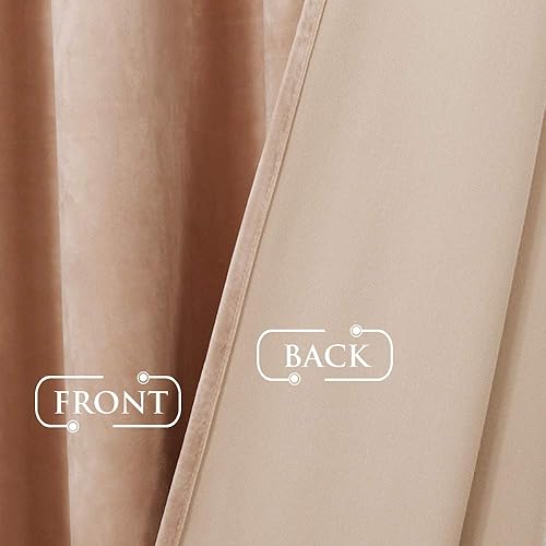 Miniatura 5 de StangH Cortinas de terciopelo beige rubor de 84 pulgadas, decoración de casa de campo para oficina, cortinas suaves para dormitorio, oscurecimiento