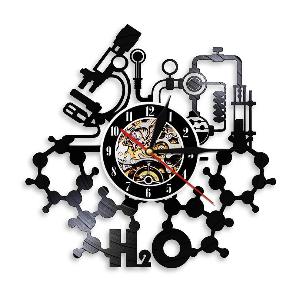Cadeau professeur de chimie : horloge murale vintage en vinyle