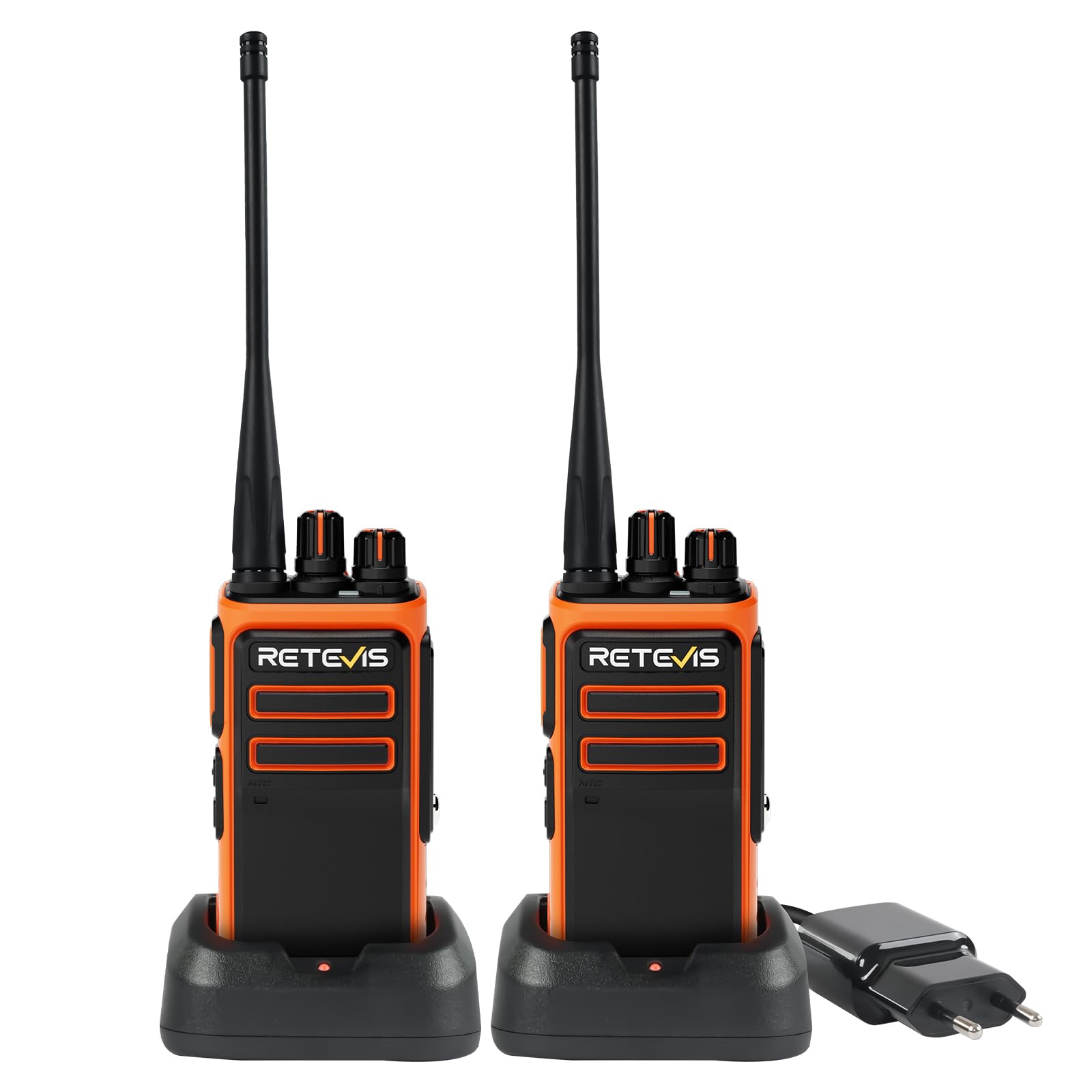 Retevis C66 Walkie Talkie Professionale, Ricetrasmittente Ricaricabile | Ricarica Rapida 100 Minuti, CTCSS/DCS, per Viaggi All'aperto, Arancione, 2 Pezzi