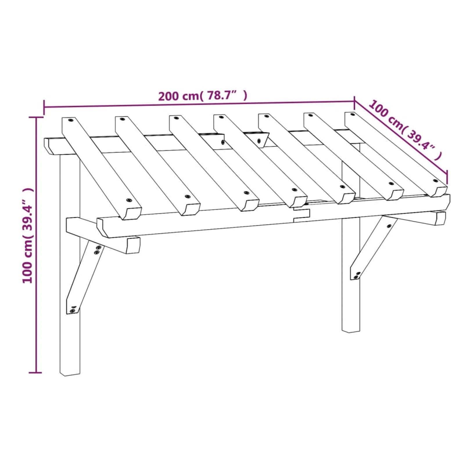 Homgoday Marquesina de madera para puerta, decoración rústica, 200 x 100 x 100 cm, modelo 49454