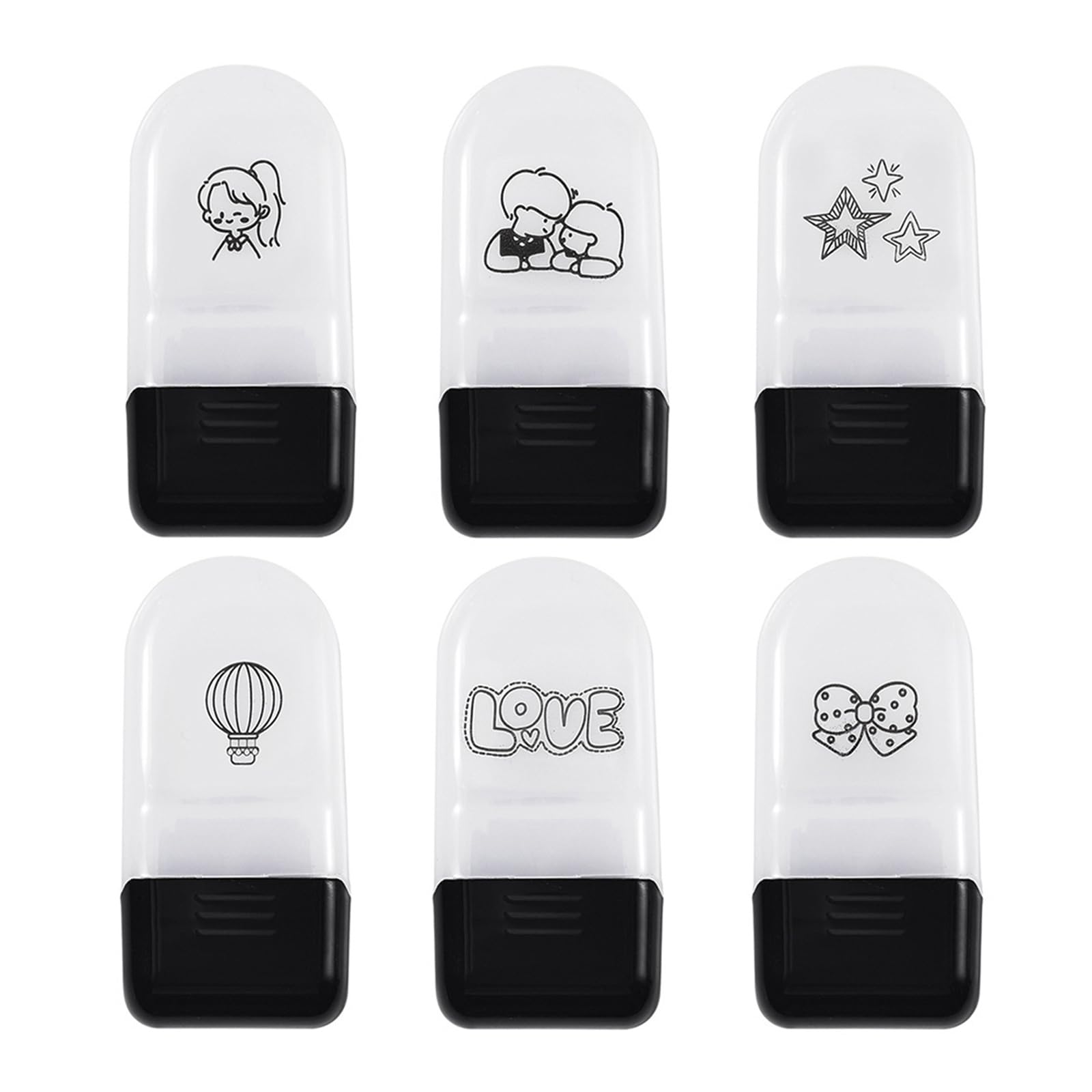6Pcs Cartoon Roller Stamp Scrapbooking Craft Stamper for Card Making Journaling Notebook Decoration School Craft Project Cartoon School Stamp