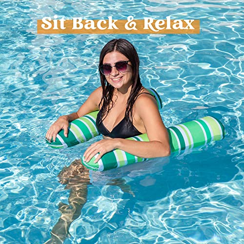 Sloosh 3 Pack Inflatable Pool Float Hammock, Water Hammock Lounges, Multi-Purpose Swimming Pool Accessories (Saddle, Lounge Chair, Hammock, Drifter) For Pool, Lake, Outdoor, Beach #TOP5