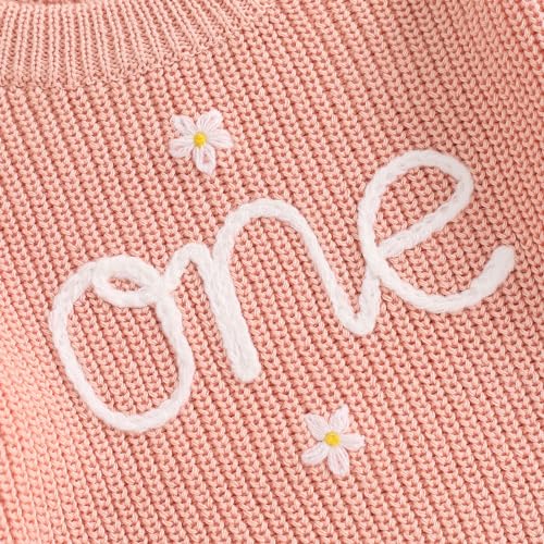 Meiweileya Baby Girl First Birthday Outfit Daisy One Knitted Chunky Sweater Oversized Sweatshirt Birthday Fall Clothes4