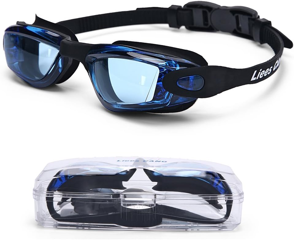 Liees CANG Swimming Goggles for Adult and Kids- Swim Goggles Anti Fog - UV Protection - Comfort fit for Unisex Men and Women, Teenagers(Kids-Black)