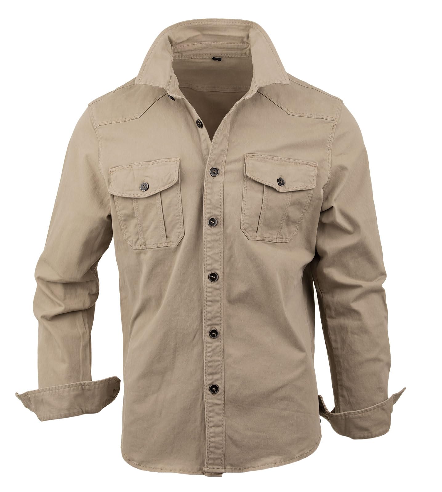 Instinct Camicia Uomo Cargo a Maniche Lunghe - Slim Fit Militare con Tasche Frontali e Bottoni - Casual e Tattica, Ideale per Lavoro ed Escursionismo