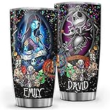 So Many Pets Personalized Sally&Jack Couple Nightmare Art Halloween Tumbler Anniversary Valentine Gifts for Him Her Wife Husband 30oz 20oz Stainless Steel Tumbler Cup Travel Coffee Mug