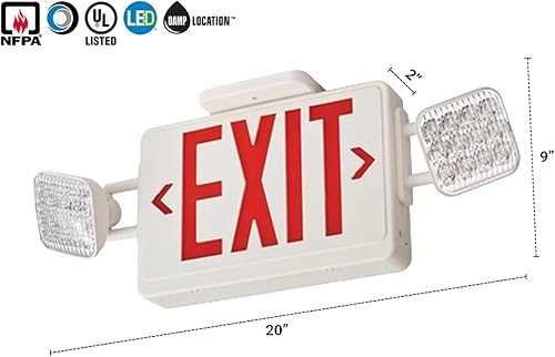 Miniatura 6 de Lithonia Lighting ECBR M6 - Barra de luz LED de salida y emergencia con batería de respaldo, 3 vatios, lista húmeda, letras rojas