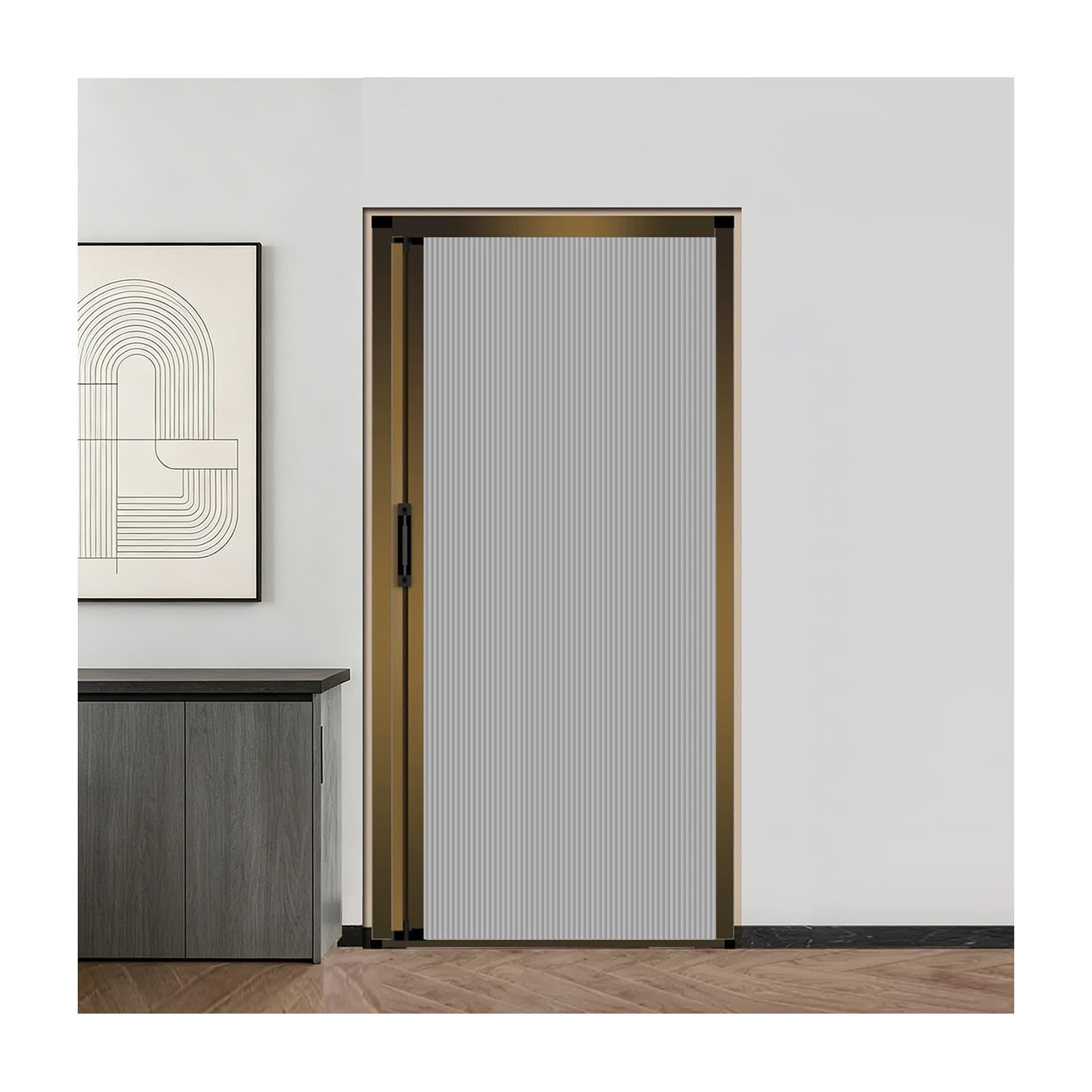 Kphymod Gray No Drilling Retractable Temporary Accordion Door, Lightweight Honeycomb Partition, Easy Install Privacy Divider For Bedroom Pantry(,80X210cm)