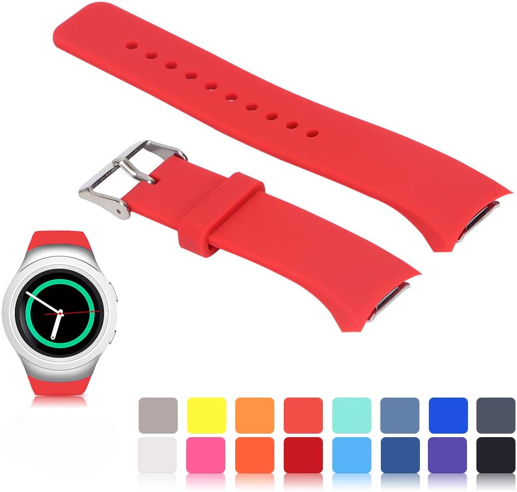 for Samsung Gear S2 SM-R720/R730 Watch Replacement Band Accessory Small/Large Size Soft Silicone Wristband Strap Smartwatch Sport Band Fit for Samsung Galaxy Gear S2 SM-720/SM-730 Smartwatch