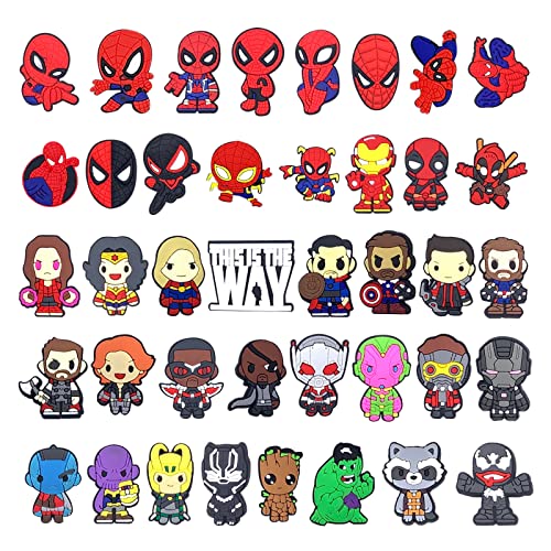 40pcs Croc Charms Cartoon Hero Anime Croc Charms Croc Charms for Boys, Children, Family Friends Party Gift Shoe Charms