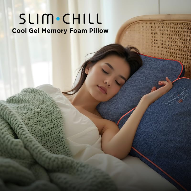Springfit Slim Chill Cool Gel Memory Foam Pillow (17x26 Inch-Pack of 1) Blue - Image 7 thumbnail