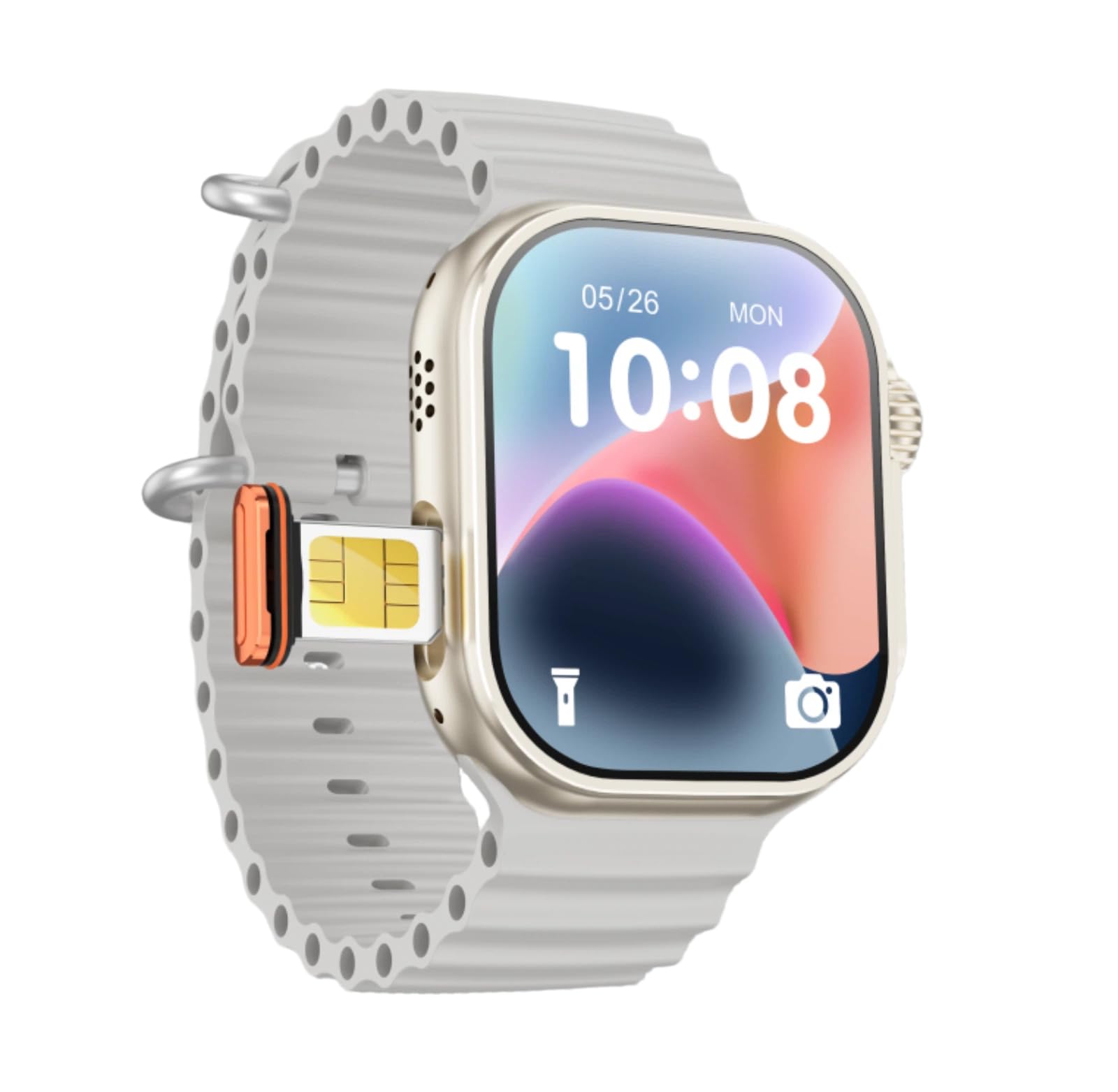 Montre intelligente 4G avec emplacement pour carte SIM, montre connectée autonome avec écran HD de 5,59 cm, caméra rotative à 190° pour les appels vidéo, appels Wi-Fi, reconnaissance - blanc
