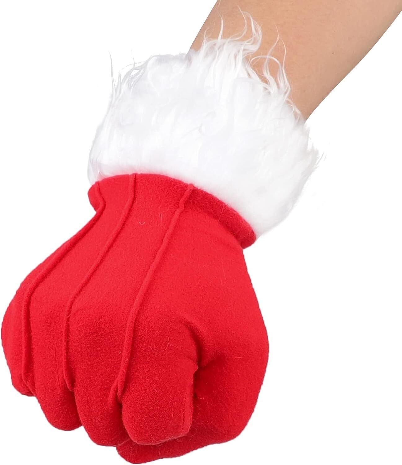 Gants De Noël En Velours Rouge Avec Manchette Fourrure Blanche - Mitaines Cosplay Costume Père Noël - Pour Femmes Et Filles - Cadeau Festif
